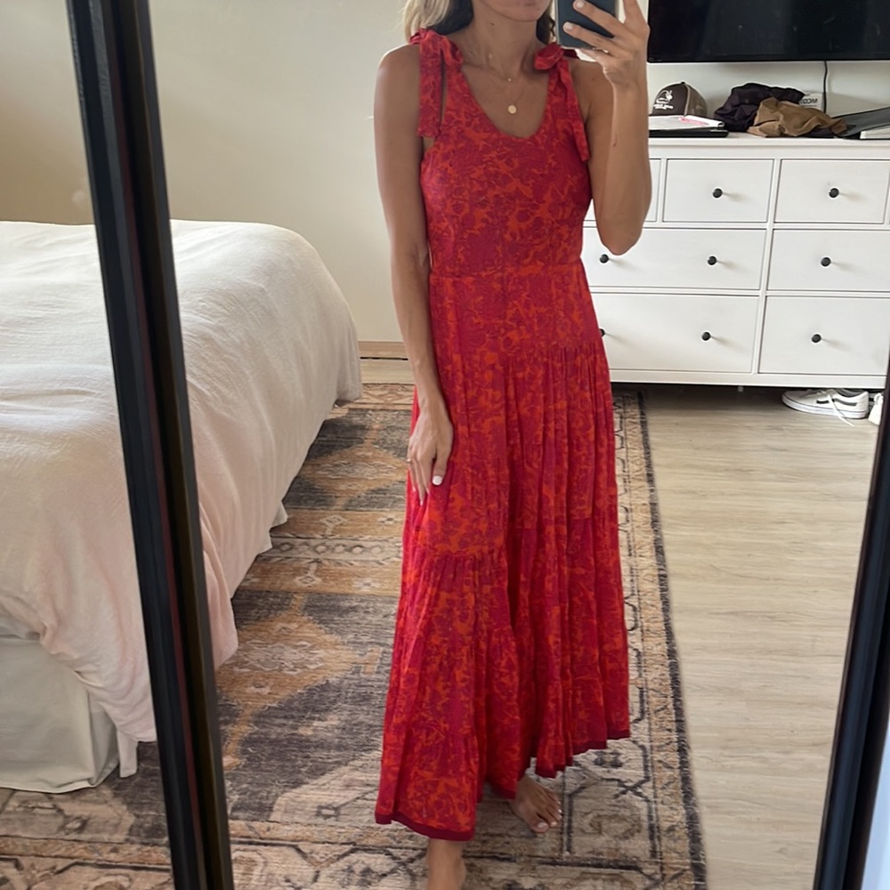 Free People Red Floral Maxi